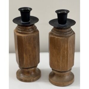 Lenox Wooden Taper Candlestick Holder  MCM Vintage Farmhouse